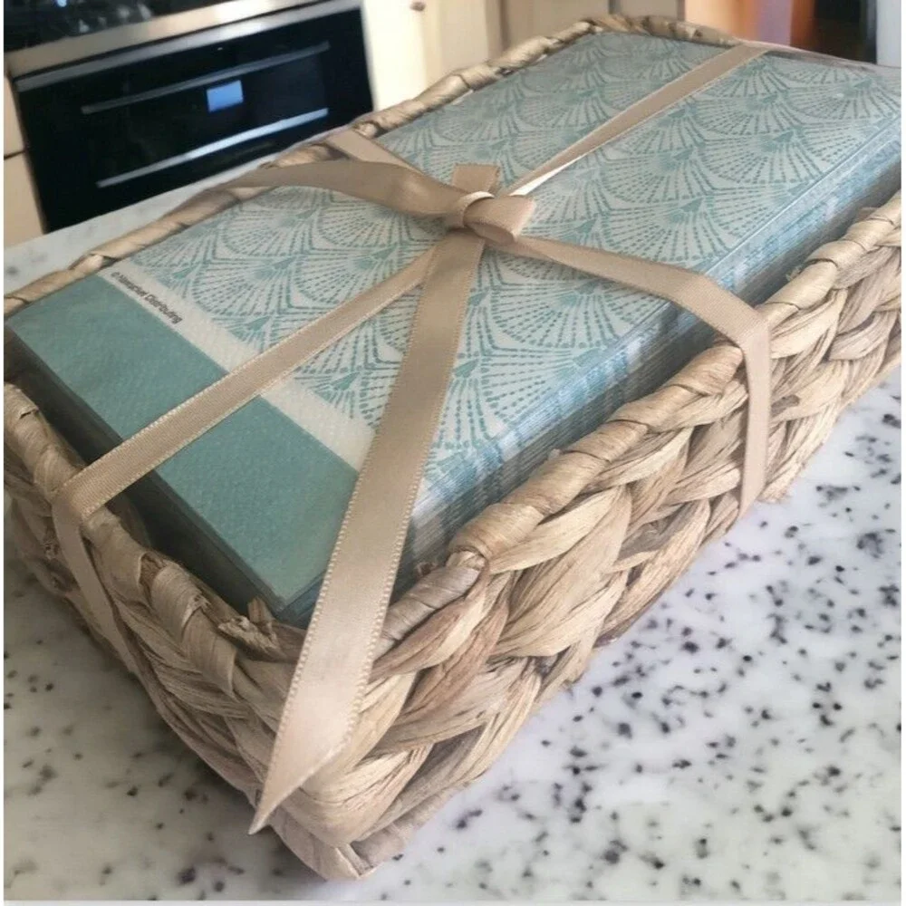 Water Hyacinth Paper Napkin Holder Wicker Basket With 50 Shell Napkins Bathroom